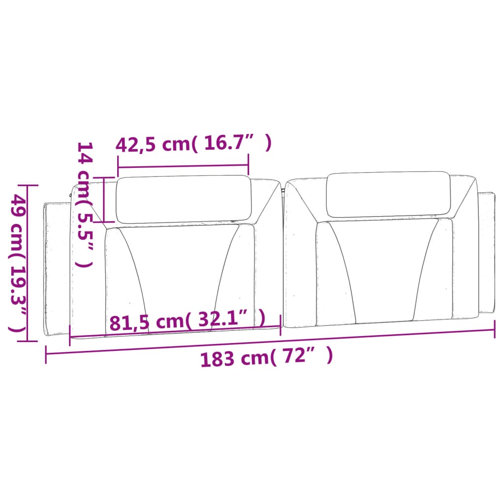 Cuscino Testiera Viana Nero 183 cm in Similpelle