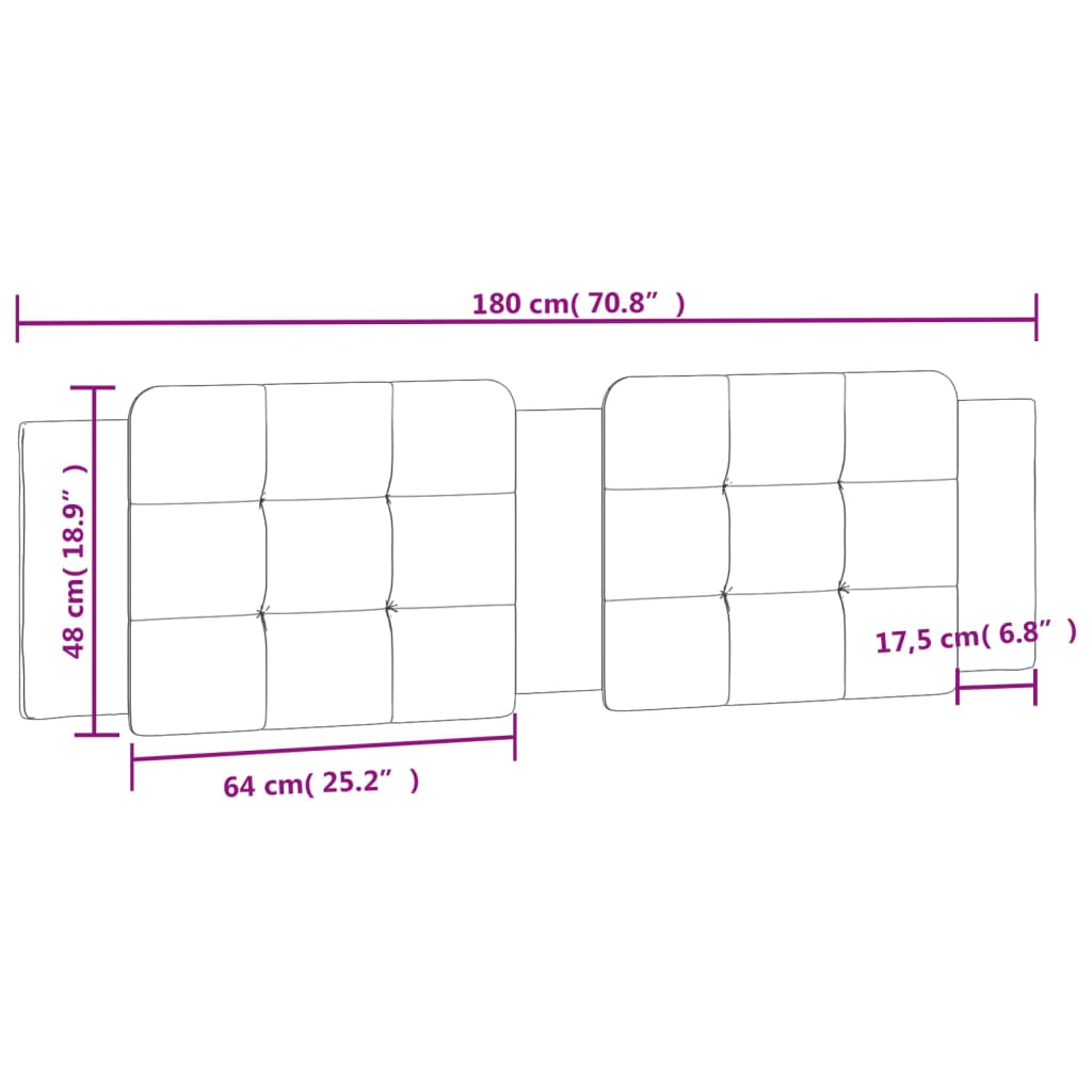 Cuscino Testiera Zadar Bianco e Nero 180 cm in Similpelle | homemem39