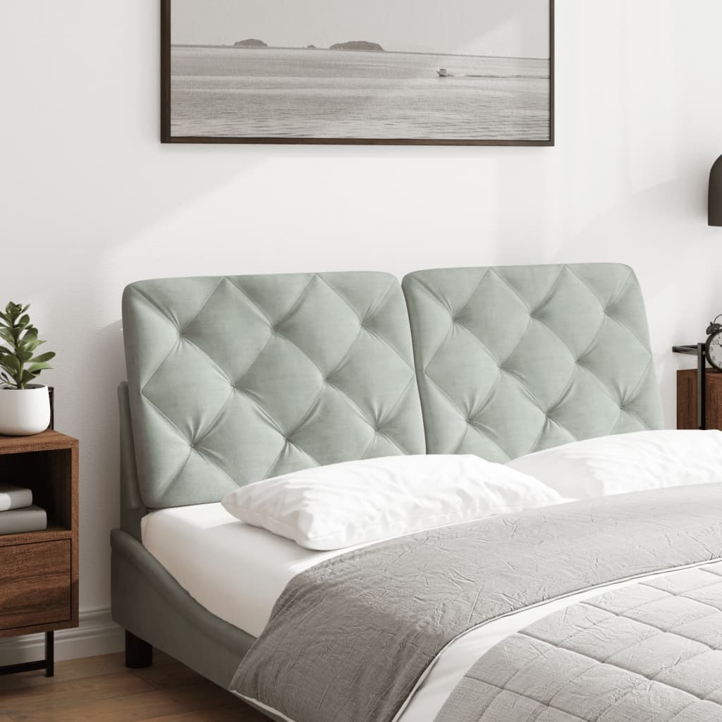Cuscino Testiera Grigio Chiaro 137 cm in Velluto