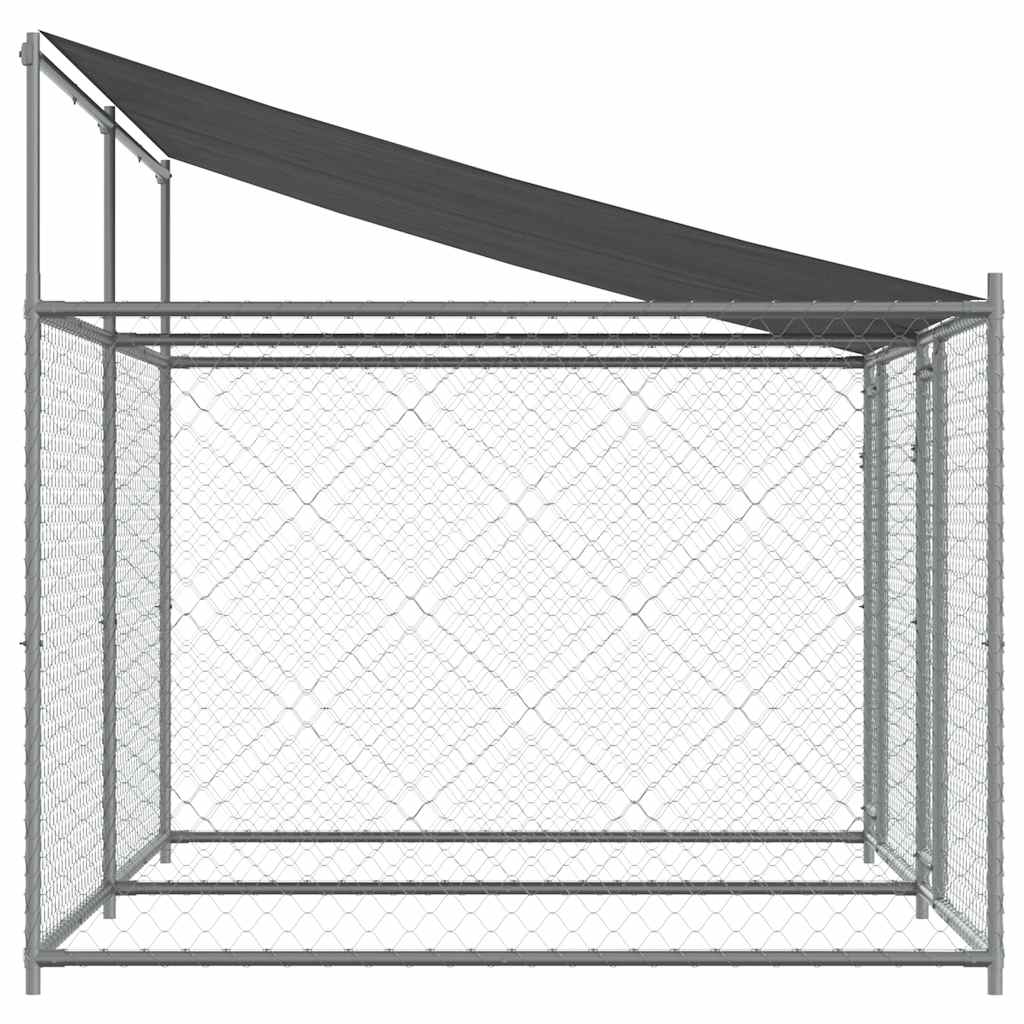 Gabbia Cani con Tetto e Porte Grigia 4x2x2 m in Acciaio Zincato | homemem39