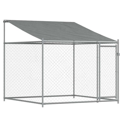 Gabbia Cani con Tetto e Porte Grigia 4x2x2 m in Acciaio Zincato | homemem39