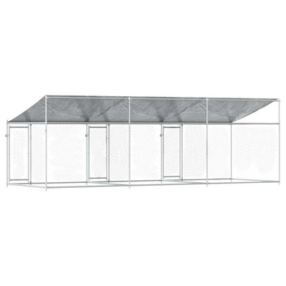 Gabbia Cani con Tetto e Porte Grigia 6x2x2 m in Acciaio Zincato | homemem39