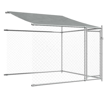 Gabbia Cani con Tetto e Porte Grigia 6x2x2 m in Acciaio Zincato | homemem39