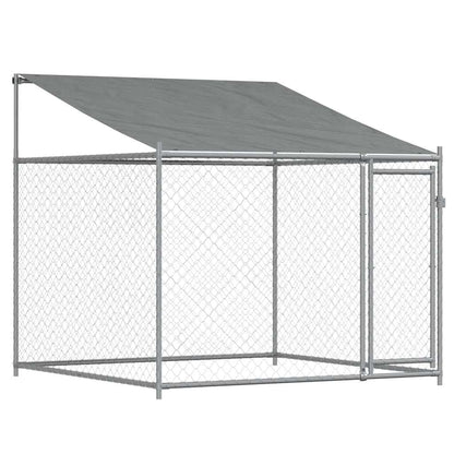 Gabbia Cani con Tetto e Porte Grigia 8x2x2 m in Acciaio Zincato | homemem39