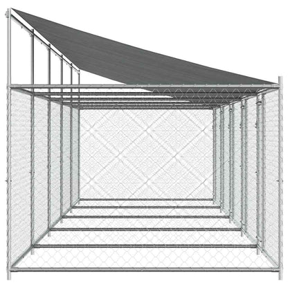 Gabbia Cani con Tetto e Porte Grigia 10x2x2 m Acciaio Zincato | homemem39