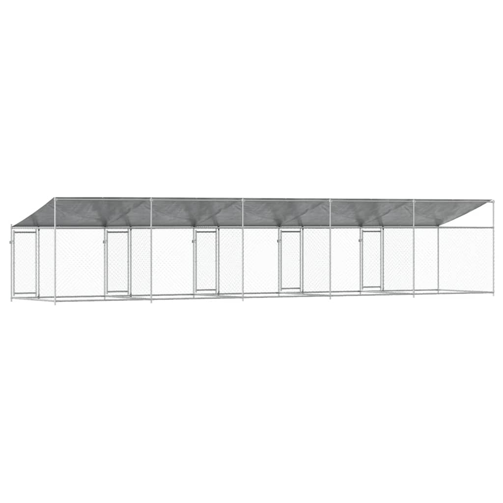 Gabbia Cani con Tetto e Porte Grigia 10x2x2 m Acciaio Zincato | homemem39