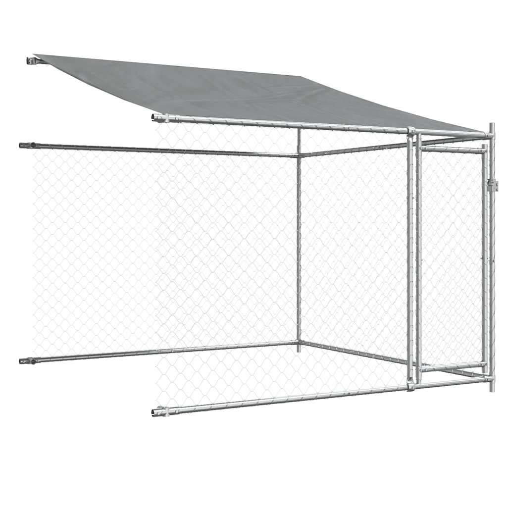 Gabbia Cani con Tetto e Porte Grigia 10x2x2 m Acciaio Zincato | homemem39