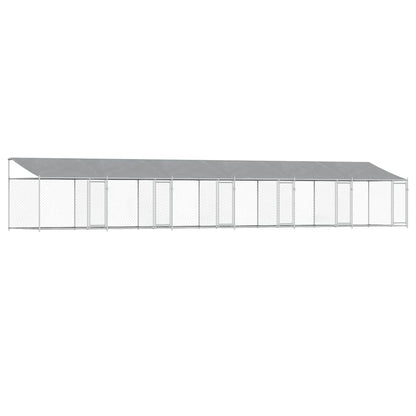 Gabbia Cani con Tetto e Porte Grigia 12x2x2 m Acciaio Zincato | homemem39
