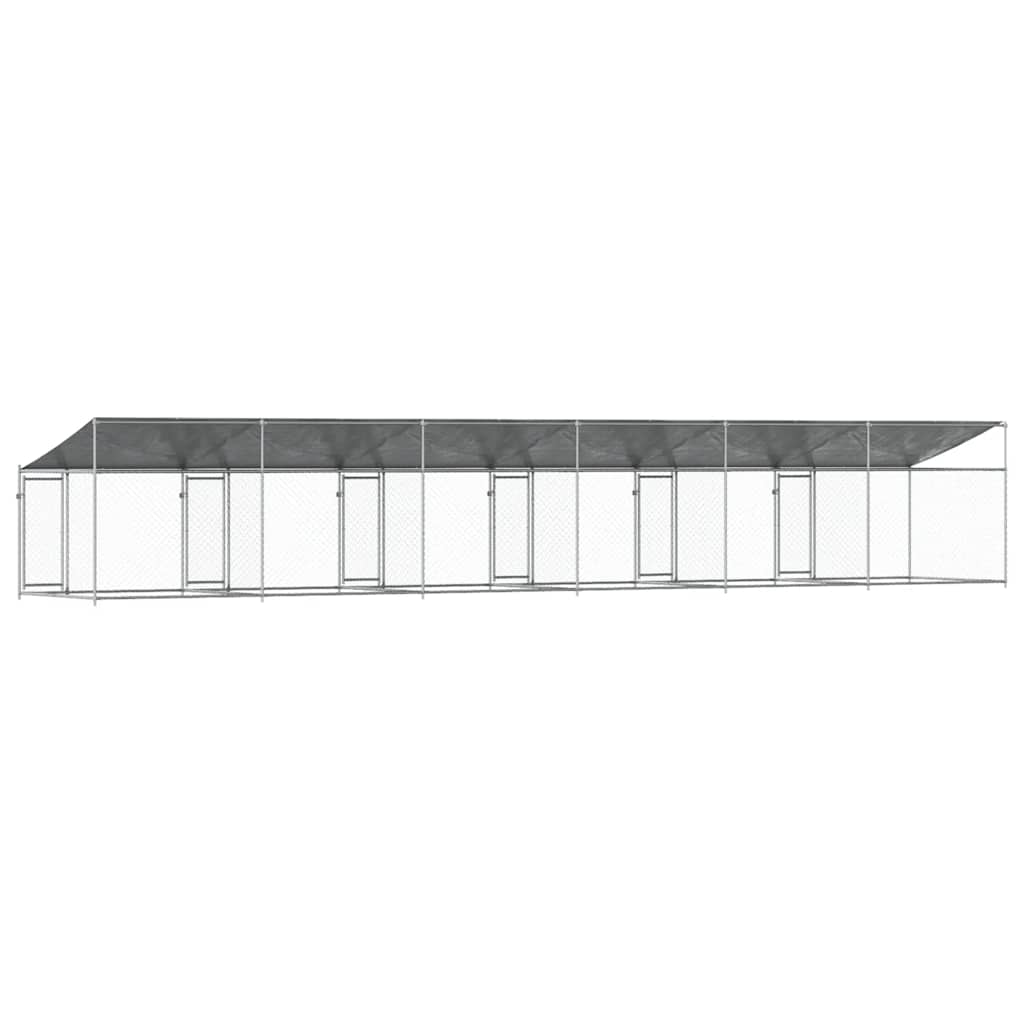 Gabbia Cani con Tetto e Porte Grigia 12x2x2 m Acciaio Zincato | homemem39
