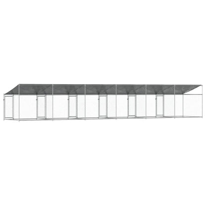 Gabbia Cani con Tetto e Porte Grigia 12x2x2 m Acciaio Zincato | homemem39