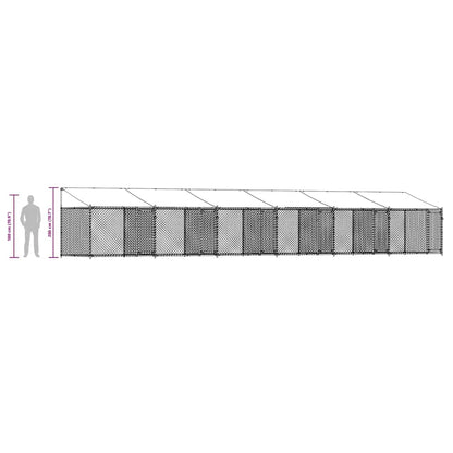 Gabbia Cani con Tetto e Porte Grigia 12x2x2 m Acciaio Zincato | homemem39