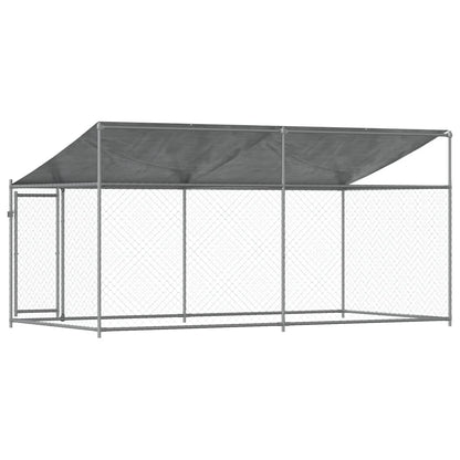 Gabbia Cani con Tetto e Porta Grigia 4x2x2 m in Acciaio Zincato | homemem39