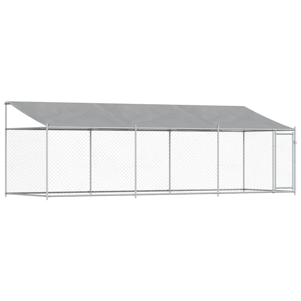 Gabbia Cani con Tetto e Porta Grigia 6x2x2 m in Acciaio Zincato | homemem39