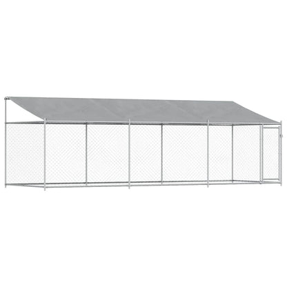 Gabbia Cani con Tetto e Porta Grigia 6x2x2 m in Acciaio Zincato | homemem39