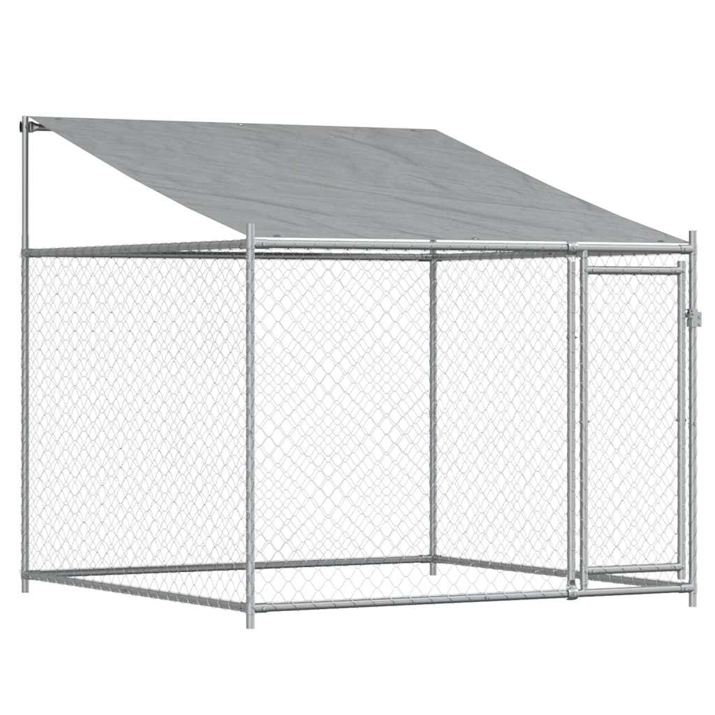 Gabbia Cani con Tetto e Porta Grigia 6x2x2 m in Acciaio Zincato | homemem39