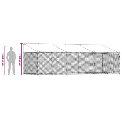Gabbia Cani con Tetto e Porta Grigia 6x2x2 m in Acciaio Zincato | homemem39
