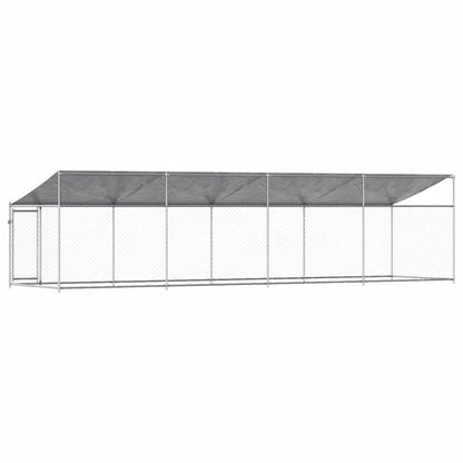 Gabbia Cani con Tetto e Porta Grigia 8x2x2 m in Acciaio Zincato | homemem39