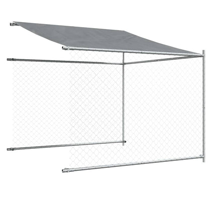 Gabbia Cani con Tetto e Porta Grigia 8x2x2 m in Acciaio Zincato | homemem39