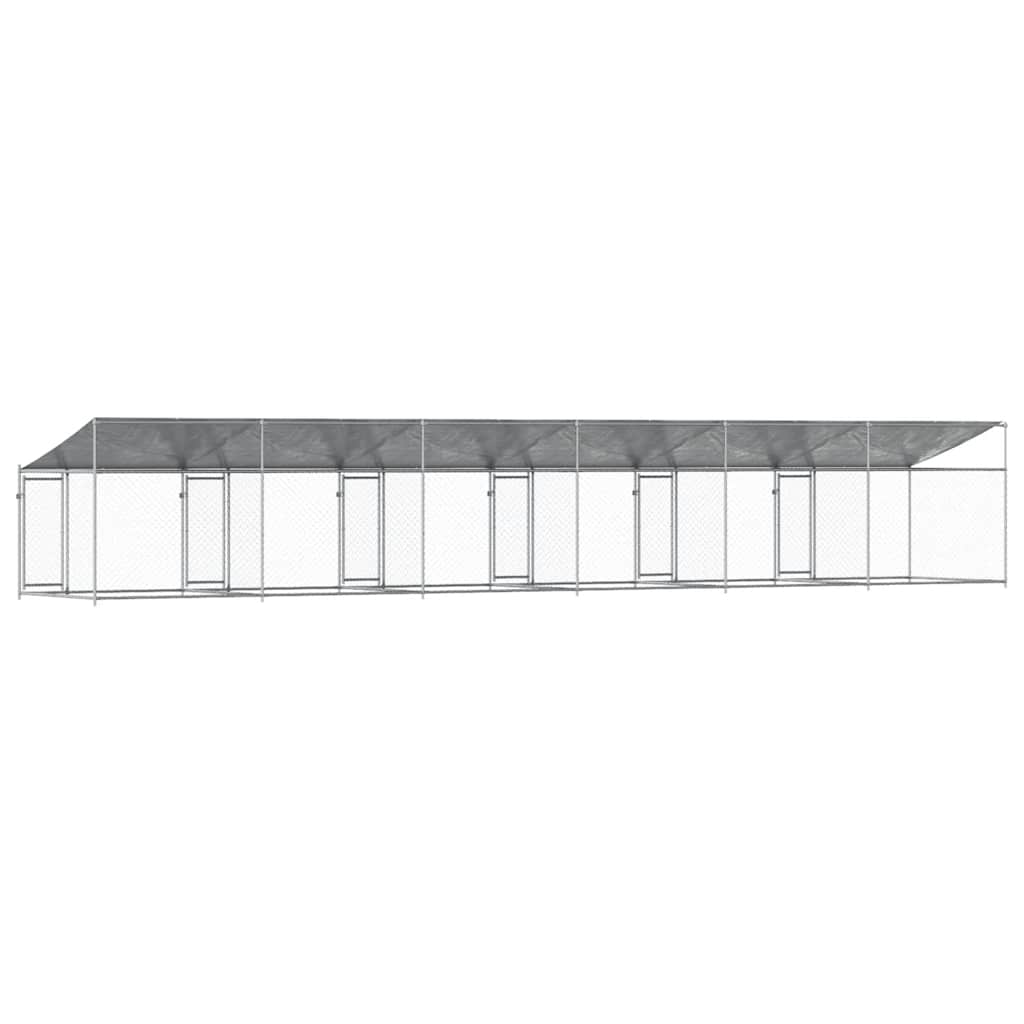 Gabbia Cani con Tetto e Porta Grigia 10x2x2 m Acciaio Zincato | homemem39
