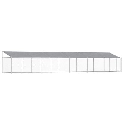 Gabbia Cani con Tetto e Porta Grigia 12x2x2 m Acciaio Zincato | homemem39