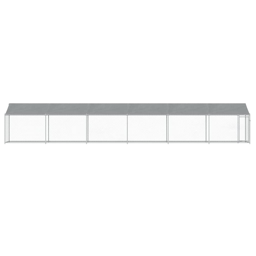 Gabbia Cani con Tetto e Porta Grigia 12x2x2 m Acciaio Zincato | homemem39