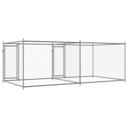 Gabbia per Cani con Porte Grigia 4x2x1,5 m in Acciaio Zincato | homemem39