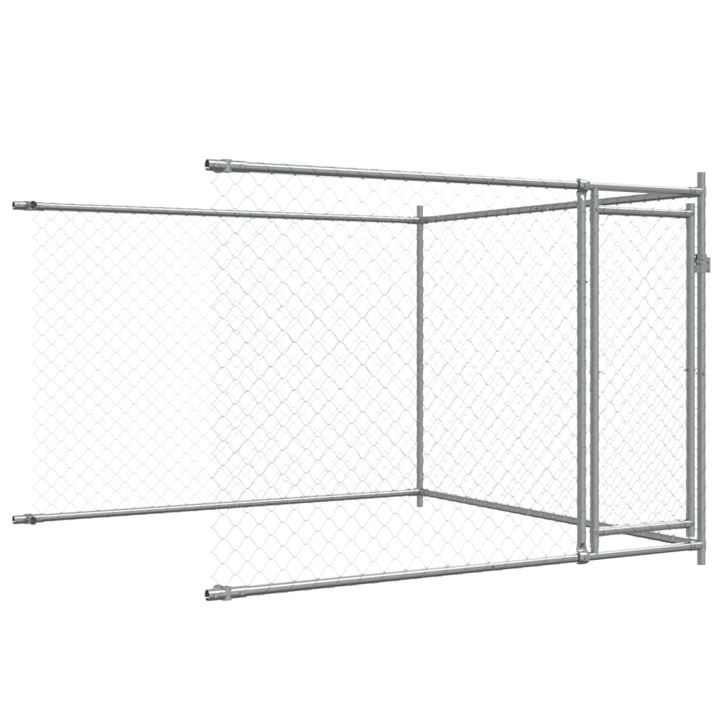 Gabbia per Cani con Porte Grigia 4x2x1,5 m in Acciaio Zincato | homemem39