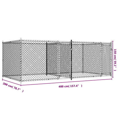 Gabbia per Cani con Porte Grigia 4x2x1,5 m in Acciaio Zincato | homemem39