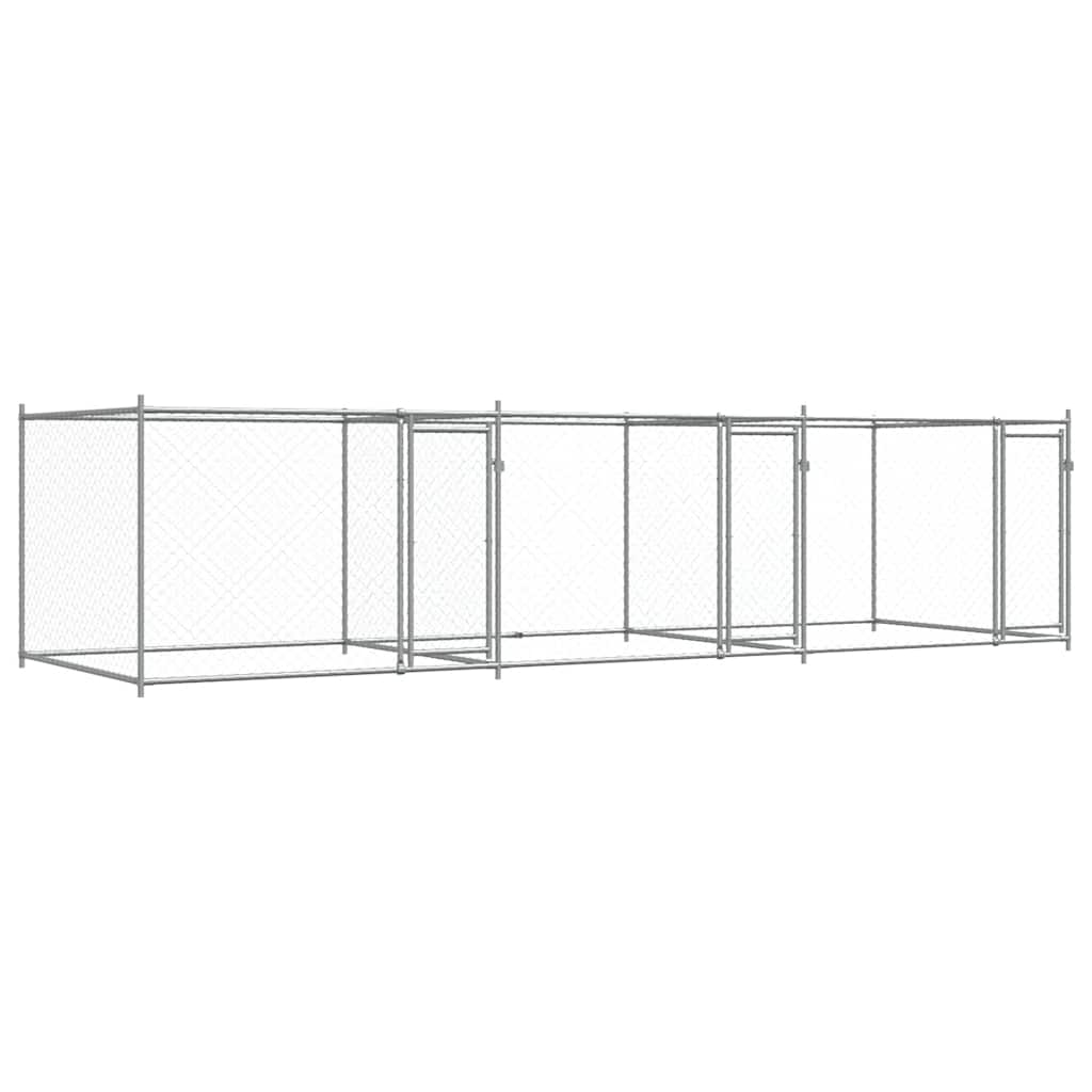 Gabbia per Cani con Porte Grigia 6x2x1,5 m in Acciaio Zincato | homemem39