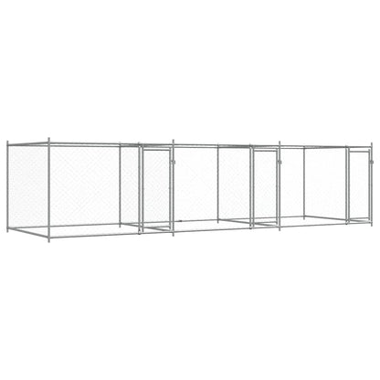 Gabbia per Cani con Porte Grigia 6x2x1,5 m in Acciaio Zincato | homemem39