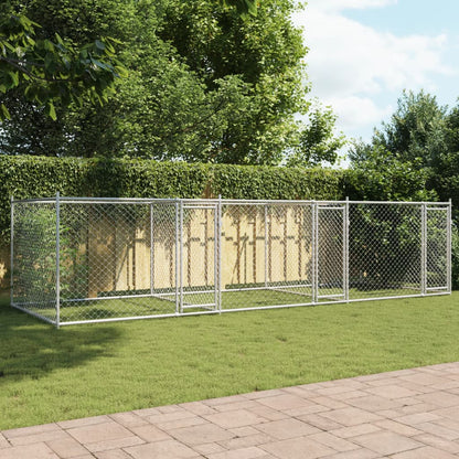 Gabbia per Cani con Porte Grigia 6x2x1,5 m in Acciaio Zincato | homemem39