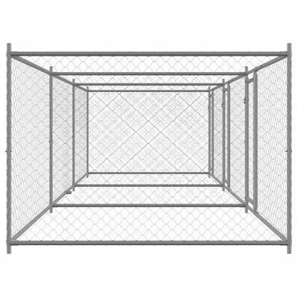 Gabbia per Cani con Porte Grigia 6x2x1,5 m in Acciaio Zincato | homemem39