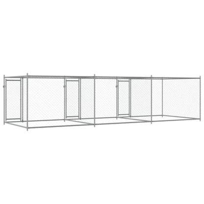 Gabbia per Cani con Porte Grigia 6x2x1,5 m in Acciaio Zincato | homemem39