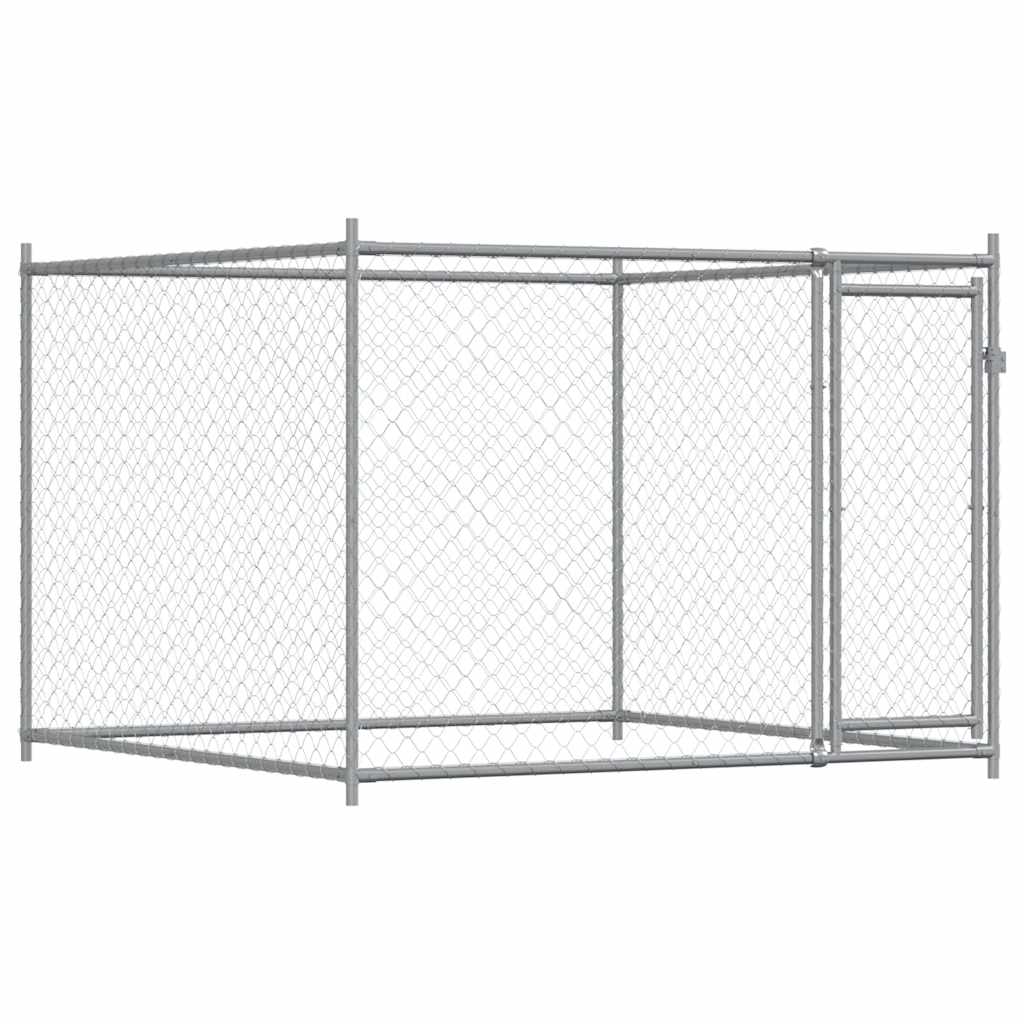 Gabbia per Cani con Porte Grigia 6x2x1,5 m in Acciaio Zincato | homemem39
