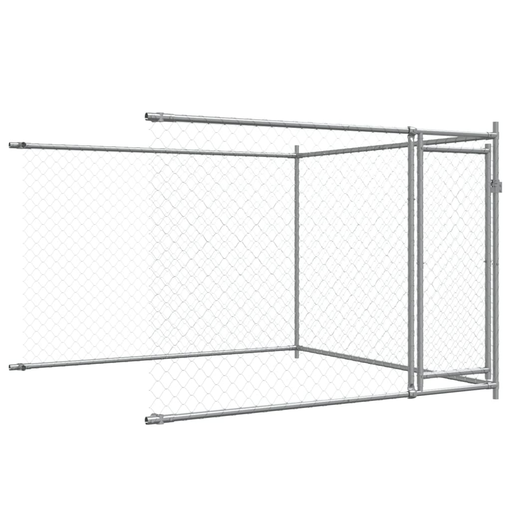 Gabbia per Cani con Porte Grigia 6x2x1,5 m in Acciaio Zincato | homemem39