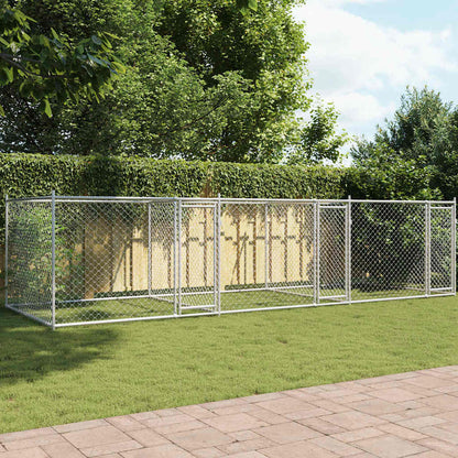 Gabbia per Cani con Porte Grigia 6x2x1,5 m in Acciaio Zincato | homemem39