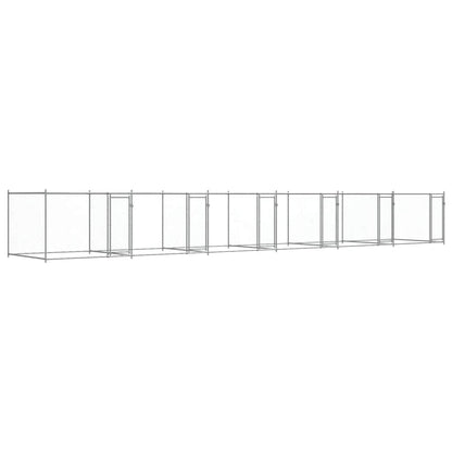 Gabbia per Cani con Porte Grigia 12x2x1,5 m in Acciaio Zincato | homemem39
