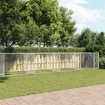 Gabbia per Cani con Porte Grigia 12x2x1,5 m in Acciaio Zincato | homemem39