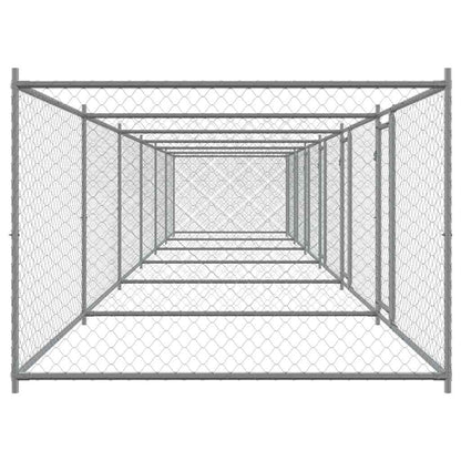 Gabbia per Cani con Porte Grigia 12x2x1,5 m in Acciaio Zincato | homemem39