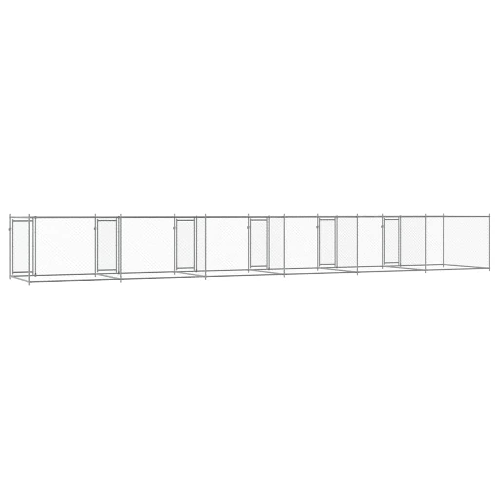 Gabbia per Cani con Porte Grigia 12x2x1,5 m in Acciaio Zincato | homemem39