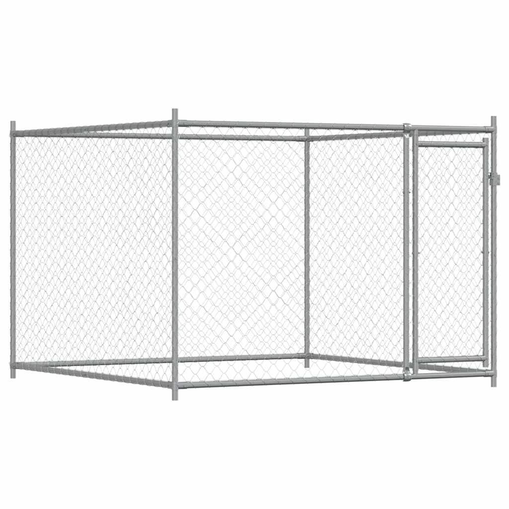 Gabbia per Cani con Porte Grigia 12x2x1,5 m in Acciaio Zincato | homemem39