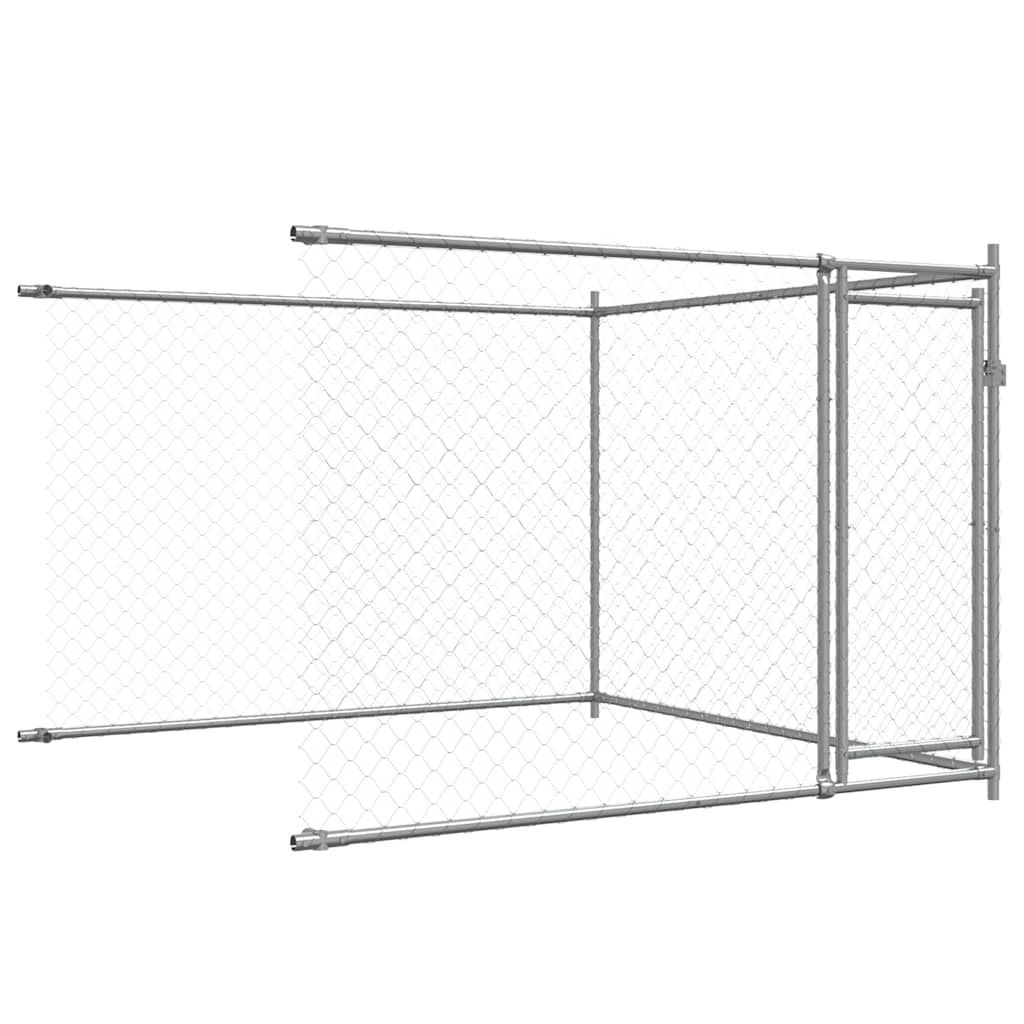 Gabbia per Cani con Porte Grigia 12x2x1,5 m in Acciaio Zincato | homemem39