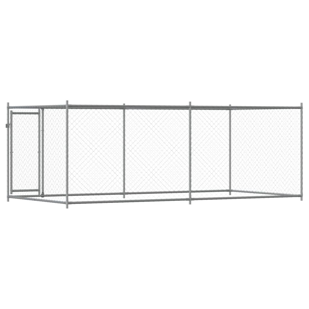 Gabbia per Cani con Porta Grigia 4x2x1,5 m in Acciaio Zincato | homemem39