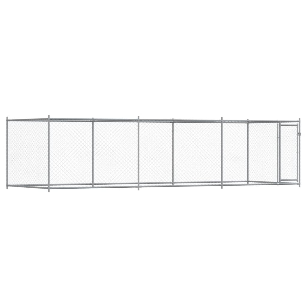 Gabbia per Cani con Porta Grigia 6x2x1,5 m in Acciaio Zincato | homemem39