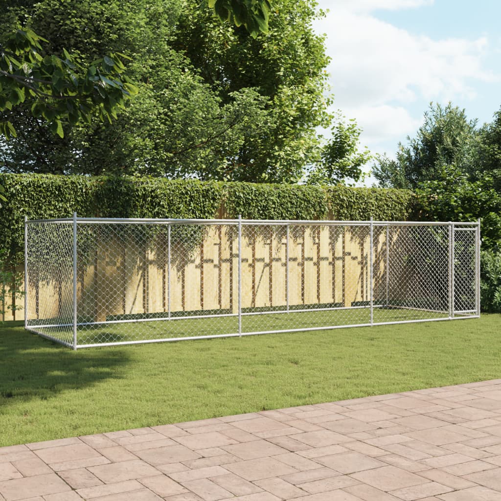 Gabbia per Cani con Porta Grigia 6x2x1,5 m in Acciaio Zincato | homemem39