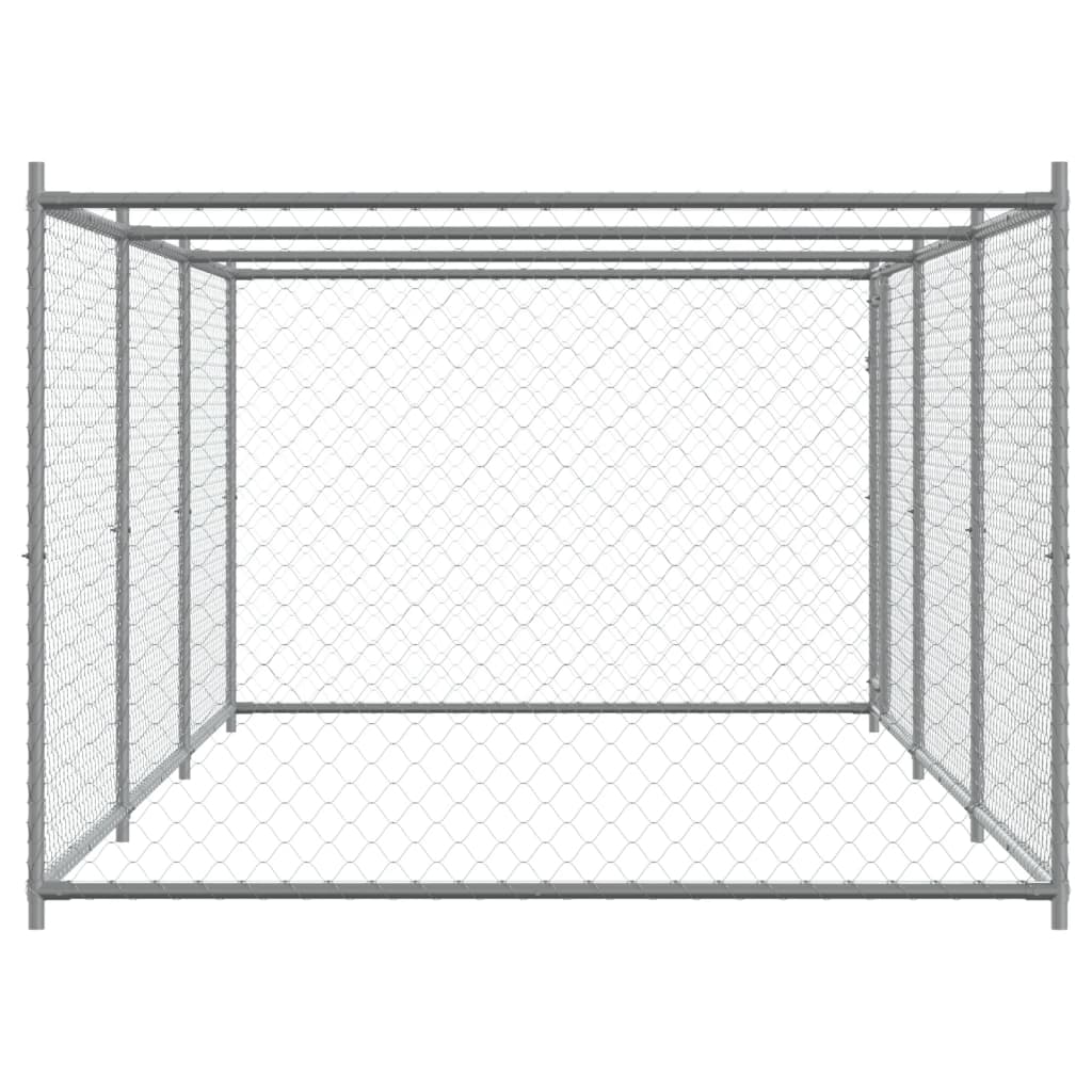 Gabbia per Cani con Porta Grigia 6x2x1,5 m in Acciaio Zincato | homemem39