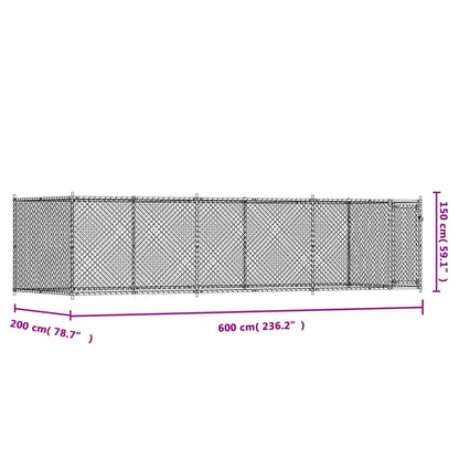 Gabbia per Cani con Porta Grigia 6x2x1,5 m in Acciaio Zincato | homemem39