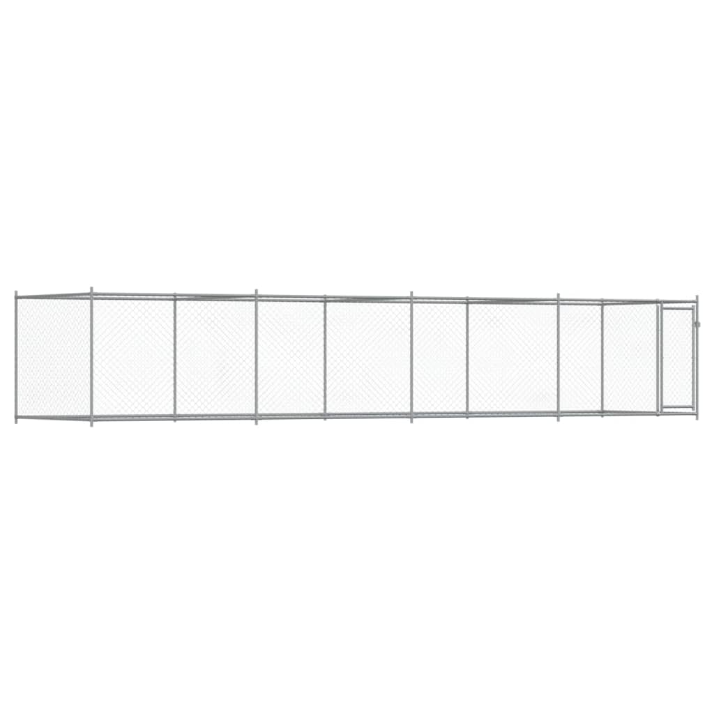 Gabbia per Cani con Porta Grigia 8x2x1,5 m in Acciaio Zincato | homemem39