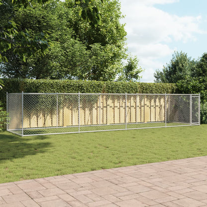 Gabbia per Cani con Porta Grigia 8x2x1,5 m in Acciaio Zincato | homemem39