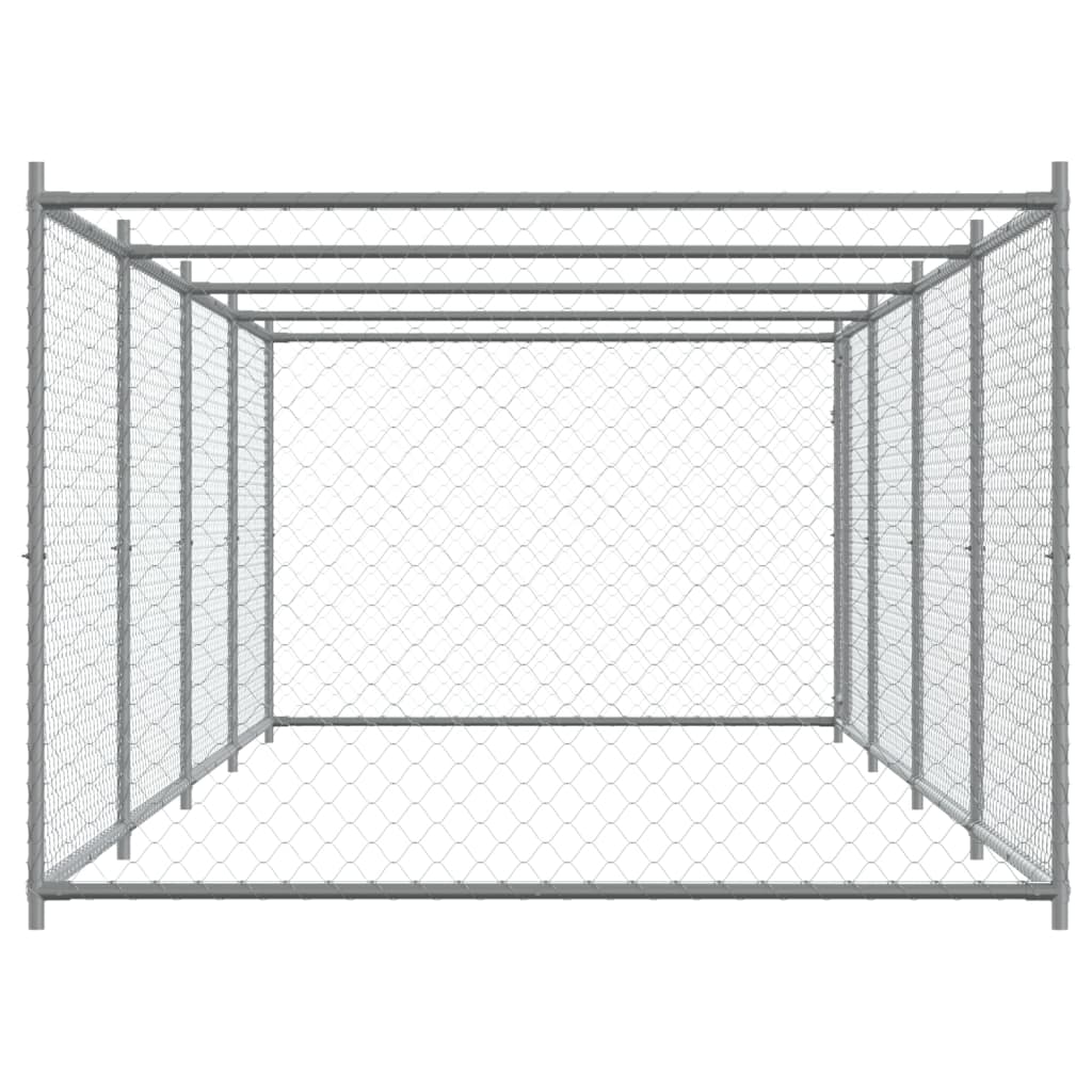 Gabbia per Cani con Porta Grigia 8x2x1,5 m in Acciaio Zincato | homemem39